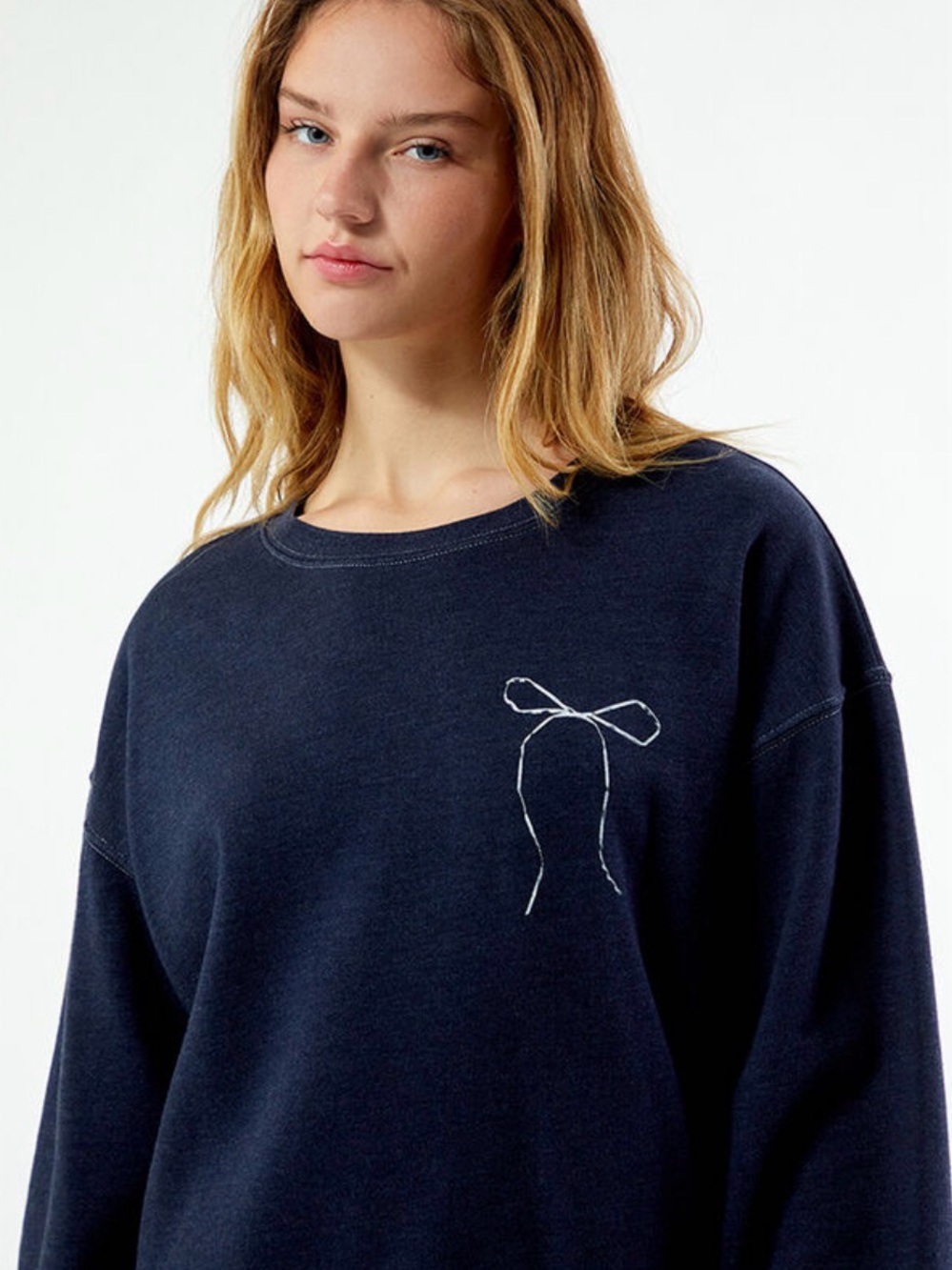 PS/LA Navy Blue Bow Graphic Crewneck Sweatshirt